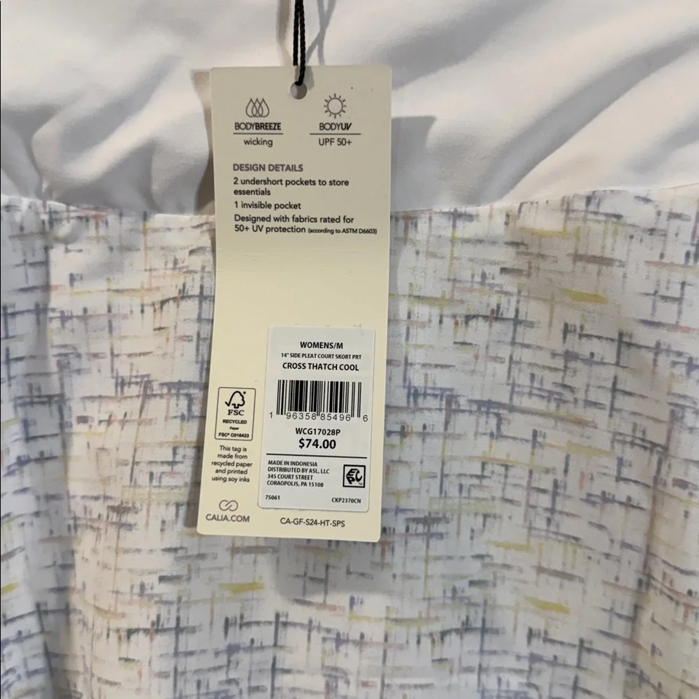NWT CALIA Women's 14" Side Pleat Golf Skort in Cross Thatch Cool Medium - Picture 6 of 8